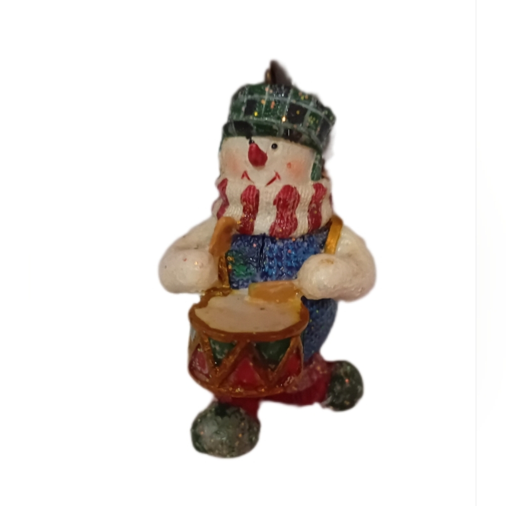 Charming Snowman Drummer Ornament